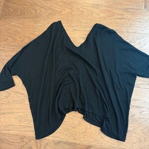 Victoria's Secret Waffle Black Double V-Neck Top